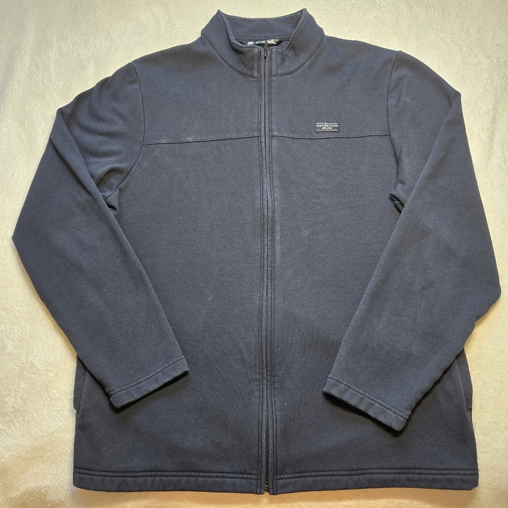 Travis Mathew Sweatshirt Mens Large Black Gray Full Zip Golf Sweater Jacket